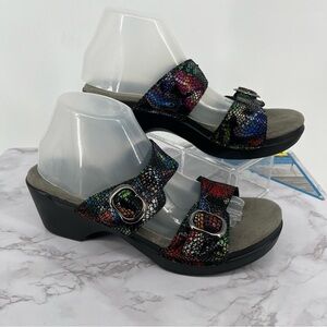 Dansko Sophie Rainbow Double Buckle Strap Sandals Clogs Size 41 EU Comfy Hippie